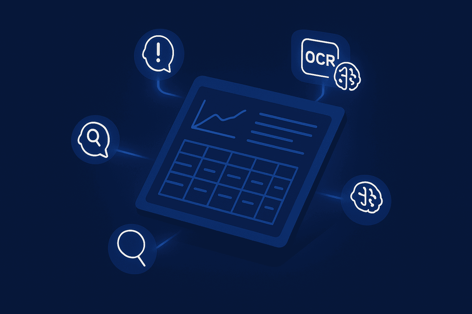 sometric enterprise dashboard surrounded by small AI agent icons (alerting, OCR, search, ticket)